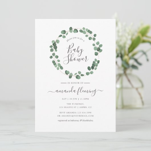 Eucalyptus Greenery Baby shower Kaart (Staand voorkant)