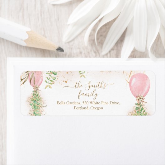 Eucalyptus Greenery Baby shower Return Address Etiket (Insitu)