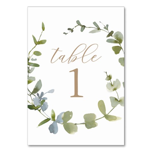 Eucalyptus Greenery Baby shower Table Number Kaart (Achterkant)