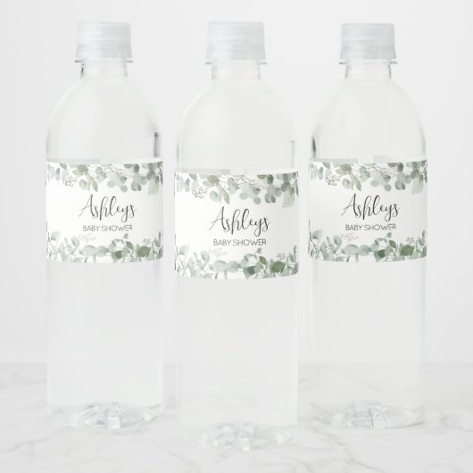Eucalyptus Greenery Baby shower Waterfles Etiket (Flessen)