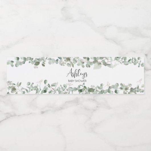 Eucalyptus Greenery Baby shower Waterfles Etiket (Enkel label)