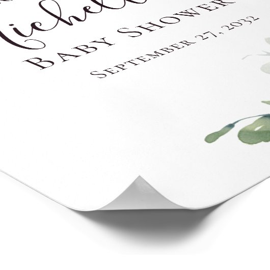 Eucalyptus Greenery Baby shower Welkom Poster (Hoek)