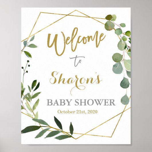 Eucalyptus Greenery Baby shower Welkomstbord Poster (Voorkant)