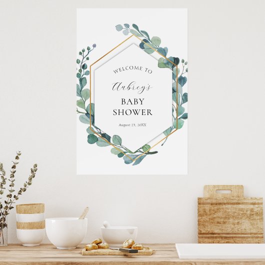 Eucalyptus Greenery Baby shower Welkomstteken Poster (Keuken)