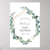 Eucalyptus Greenery Baby shower Welkomstteken Poster (Voorkant)
