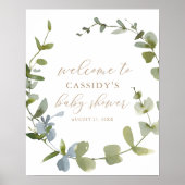 Eucalyptus Greenery Baby shower Welkomstteken Poster (Voorkant)