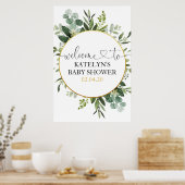 Eucalyptus Greenery Baby shower Welkomstteken Poster (Keuken)
