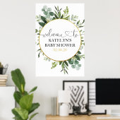 Eucalyptus Greenery Baby shower Welkomstteken Poster (Thuiskantoor)