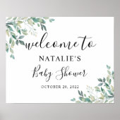 Eucalyptus Greenery Baby shower Welkomstteken Poster (Voorkant)