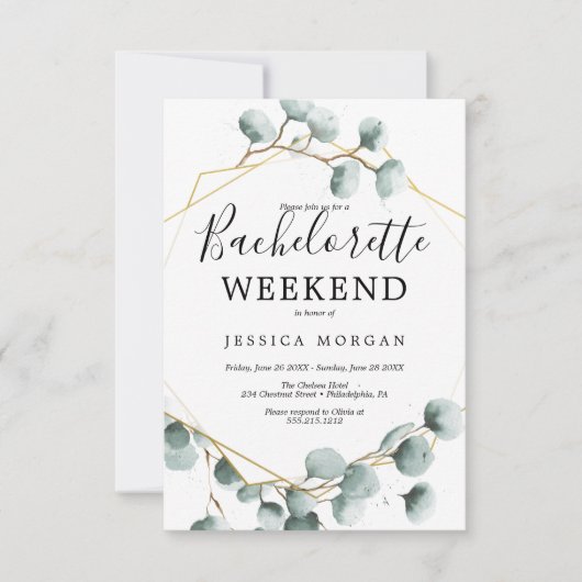 Eucalyptus Greenery Bachelorette Party nodigt kaar Kaart (Voorkant)