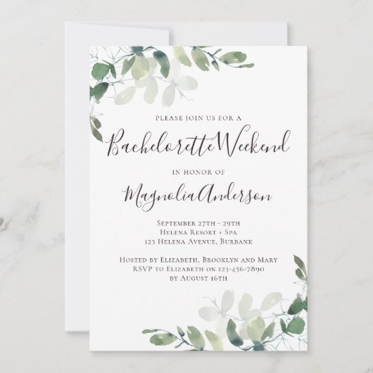 Eucalyptus Greenery Bachelorette Weekend Kaart (Voorkant)