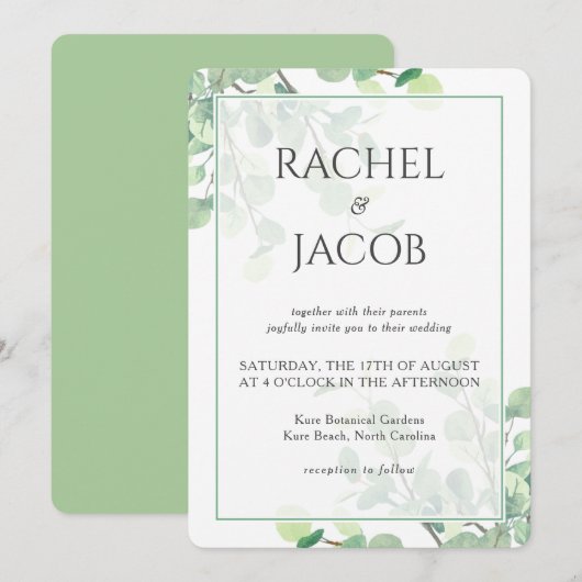 Eucalyptus Greenery Background Wedding Kaart (Voorkant / Achterkant)