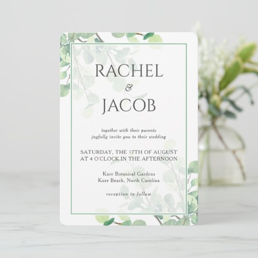 Eucalyptus Greenery Background Wedding Kaart (Staand voorkant)