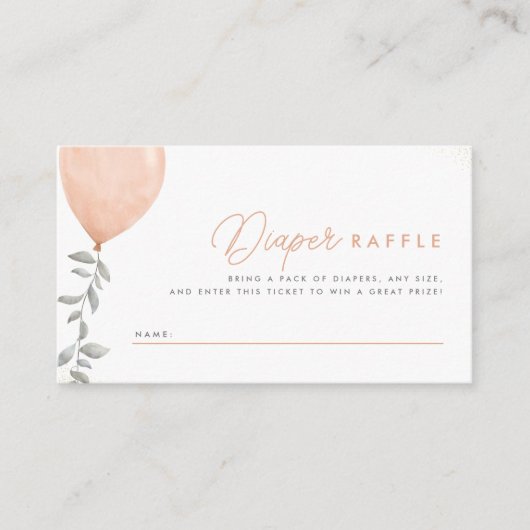 Eucalyptus Greenery Ballon Diaper Raffle Informatiekaartje (Voorkant)