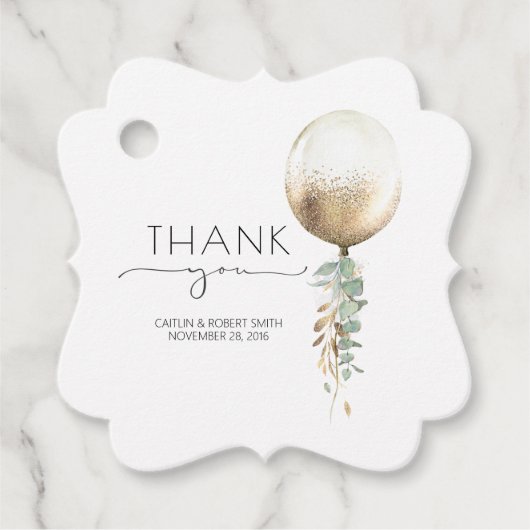 Eucalyptus Greenery Ballon Weddenschap Bedankt Bedankjes Labels (Voorkant)