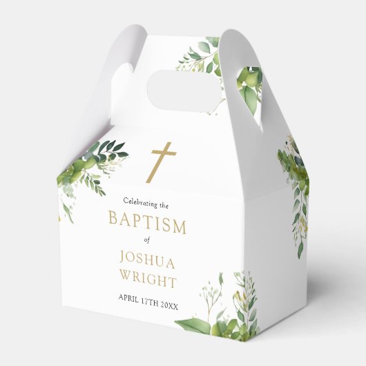 Eucalyptus Greenery Baptism Christening Bedankdoosjes (Voorkant Zijde)