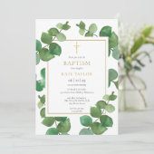 Eucalyptus Greenery Baptism Christening Kaart (Staand voorkant)