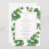 Eucalyptus Greenery Baptism Christening Kaart (Voorkant / Achterkant)