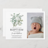 Eucalyptus Greenery Baptism Foto Kaart (Voorkant / Achterkant)