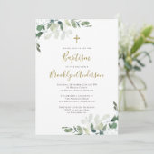 Eucalyptus Greenery Baptism Invitation Kaart (Staand voorkant)