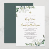 Eucalyptus Greenery Baptism Invitation Kaart (Voorkant / Achterkant)