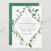 Eucalyptus Greenery Baptism of Christening Kaart (Voorkant / Achterkant)