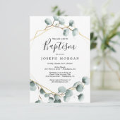 Eucalyptus Greenery Baptism Uitnodigingskaart Kaart (Staand voorkant)