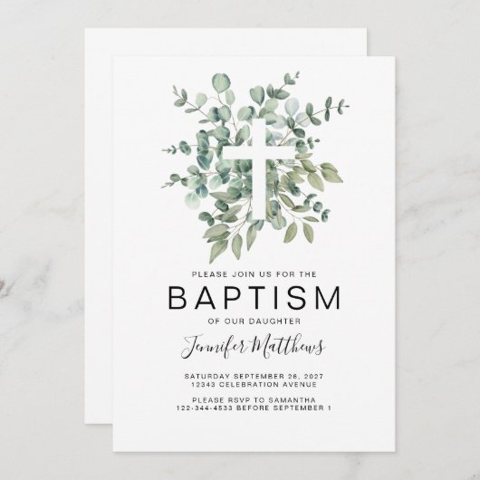 Eucalyptus Greenery Baptisme Kaart (Voorkant / Achterkant)