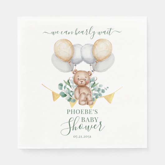 Eucalyptus Greenery Barly Wait Baby shower Paper Servet (Voorkant)