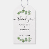 Eucalyptus greenery bedankt voor je bruiloft cadeaulabel (Achterkant)