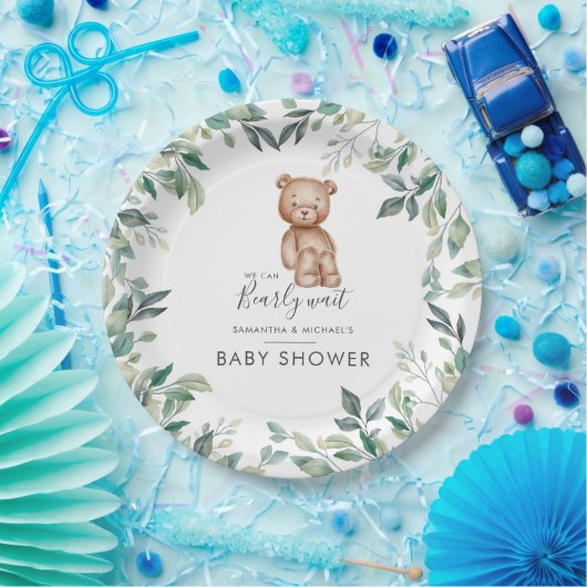 Eucalyptus Greenery Beer Couples Baby shower Papieren Bordje (Feest)