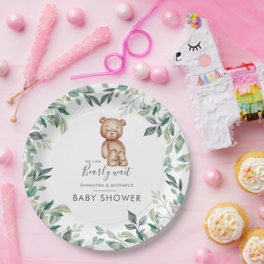 Eucalyptus Greenery Beer Couples Baby shower Papieren Bordje (Feest)