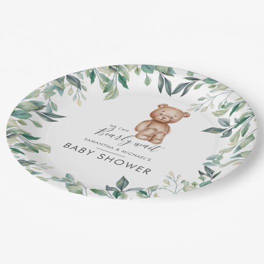 Eucalyptus Greenery Beer Couples Baby shower Papieren Bordje (Gekanteld)