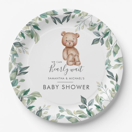 Eucalyptus Greenery Beer Couples Baby shower Papieren Bordje (Voorkant)