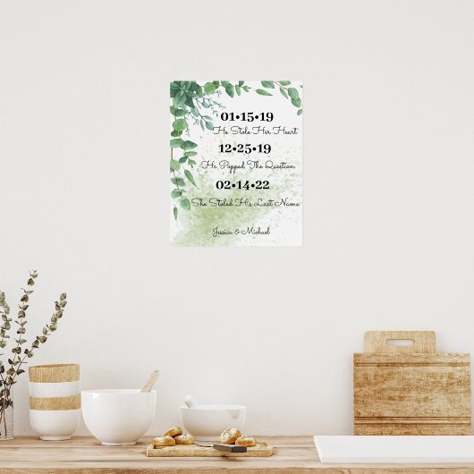 Eucalyptus Greenery Best Day Weddenschap Poster (Keuken)