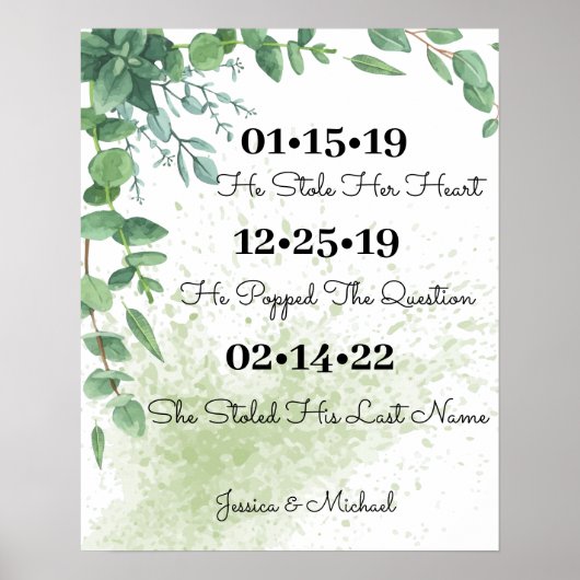 Eucalyptus Greenery Best Day Weddenschap Poster (Voorkant)
