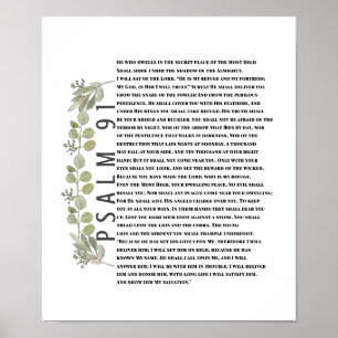 Eucalyptus Greenery Bijbel Kunstpsalm 91 Schrift Poster