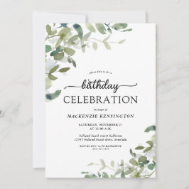 Eucalyptus Greenery Birthday Celebration Kaart