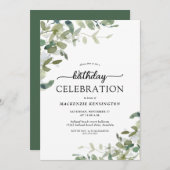 Eucalyptus Greenery Birthday Celebration Kaart (Voorkant / Achterkant)