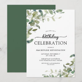 Eucalyptus Greenery Birthday Celebration Kaart