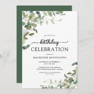 Eucalyptus Greenery Birthday Celebration Kaart