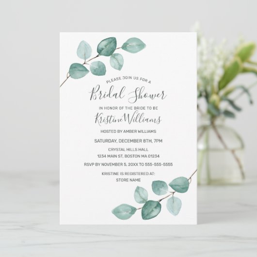 Eucalyptus Greenery Black Virtual Vrijgezellenfees Kaart (Staand voorkant)