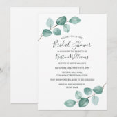 Eucalyptus Greenery Black Virtual Vrijgezellenfees Kaart (Voorkant / Achterkant)