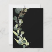 Eucalyptus Greenery Black Wedding Invitations Kaart (Achterkant)
