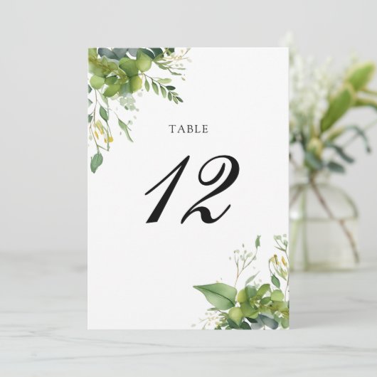 Eucalyptus Greenery Bloemen Tafelnummer (Staand voorkant)
