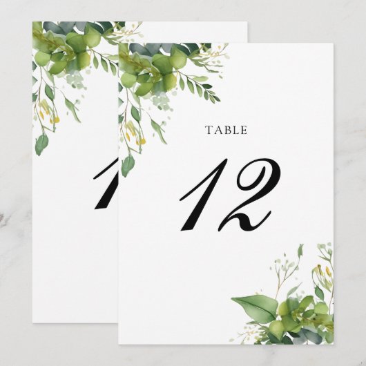 Eucalyptus Greenery Bloemen Tafelnummer (Voorkant / Achterkant)