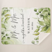 Eucalyptus Greenery Blush Modern Trendy Script Sherpa Deken (Voorkant (horizontaal))