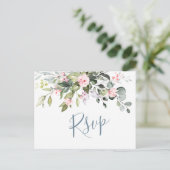 Eucalyptus Greenery Blush Rozen Weddenschap RSVP Briefkaart (Staand voorkant)