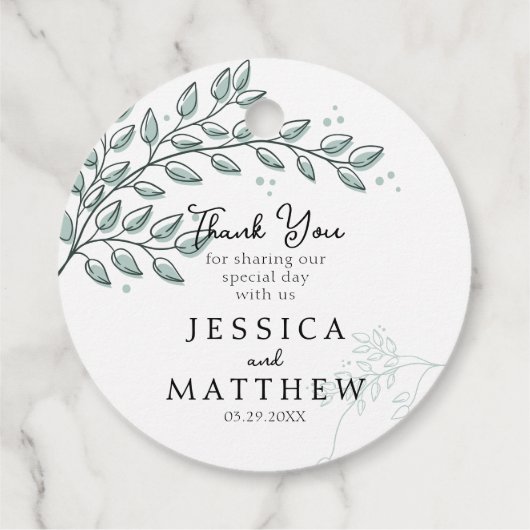 Eucalyptus Greenery Boho Elegant Huwelijk Bedankjes Labels (Achterkant)