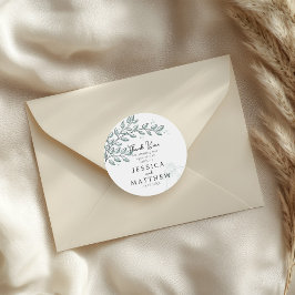 Eucalyptus Greenery Boho Elegant Huwelijk Ronde Sticker